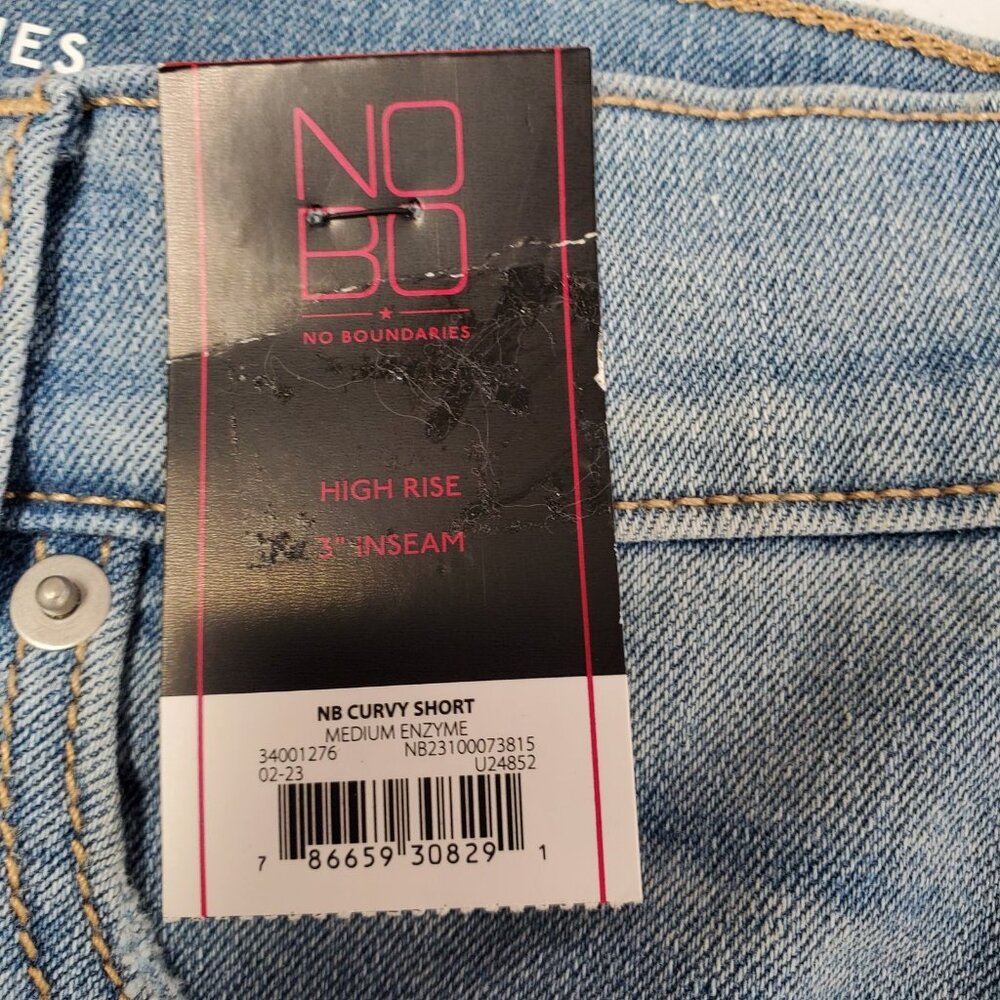 No Boundaries Shorts Womens 7 Distressed Denim High Rise Curvy 3" Inseam Summer - Picture 8 of 11